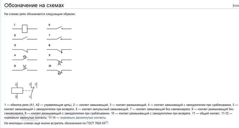 Условные обозначения реле в электрических схемах