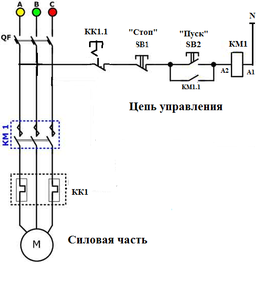 Схема кнопки пуск