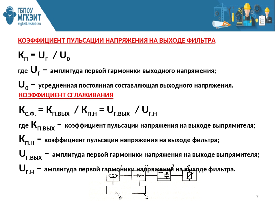 Коэффициент пульсации мостовой схемы