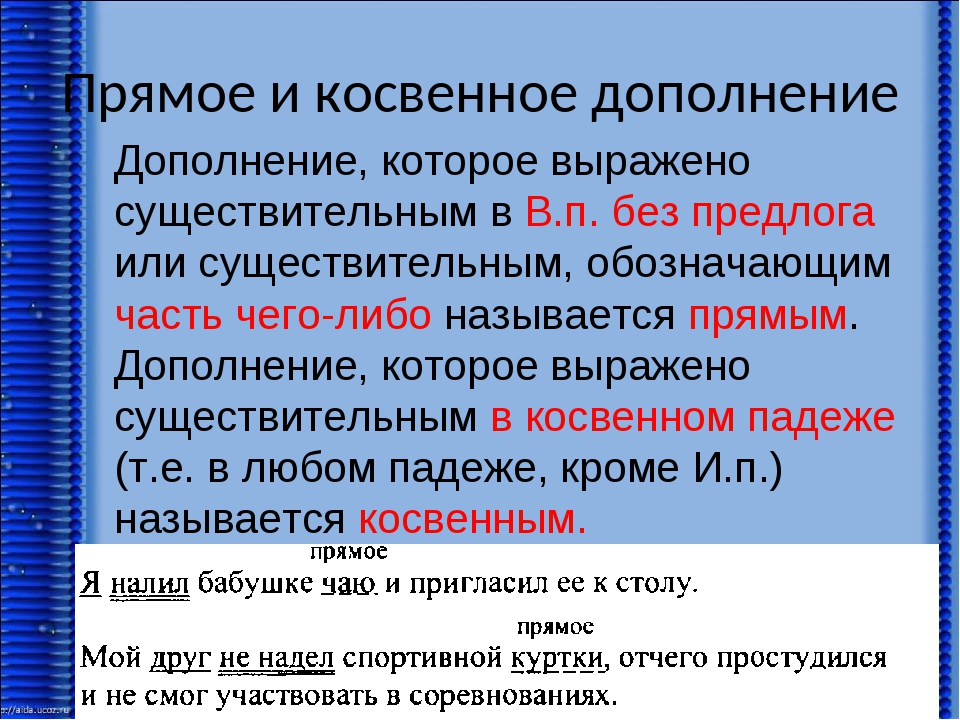 Дополнение прямое и косвенное 8 класс