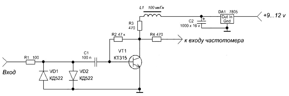 Схема входного формирователя частотомера