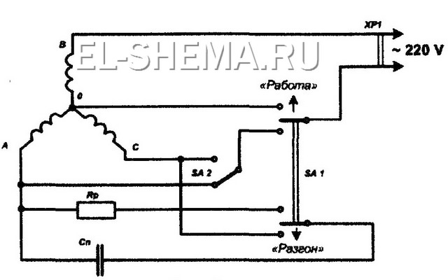 Схема подсоединения трехфазного двигателя