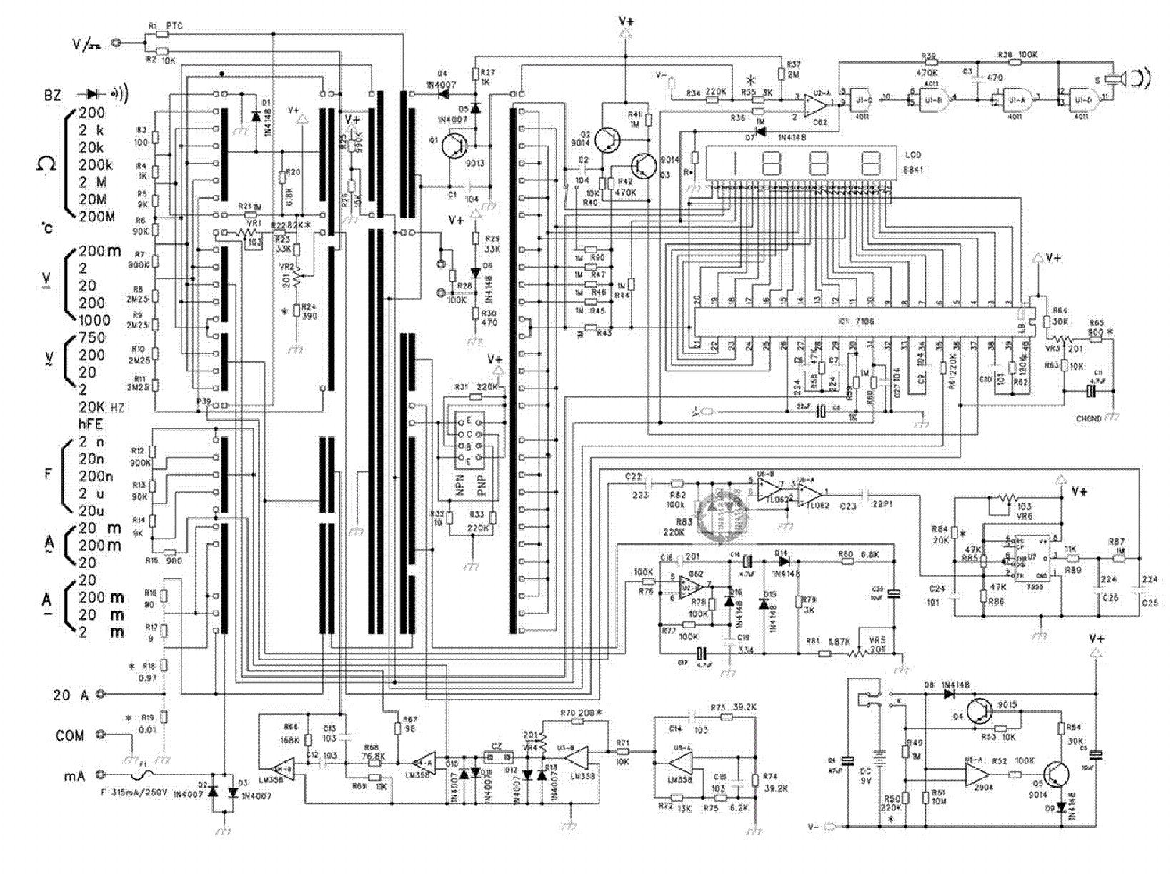 An8205c мультиметр схема