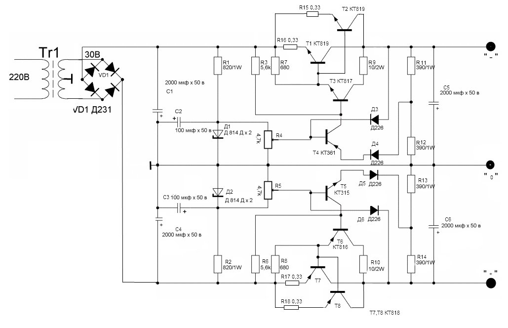 Регулируемый блок питания своими руками 0 30в схема