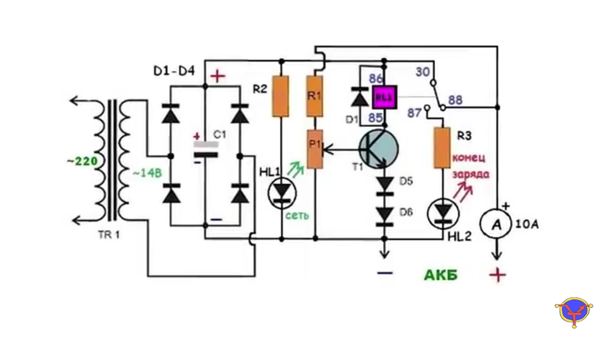 Схема зарядного на авто