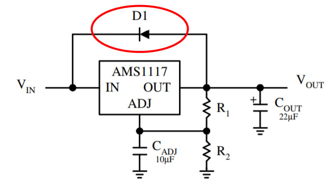 Ams1117 adj схема включения