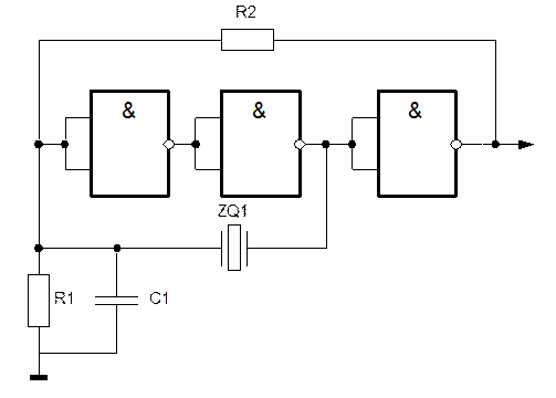 Кварцевый генератор на логических элементах схема
