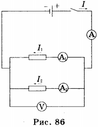 Схема параллельного соединения резисторов с амперметром и вольтметром