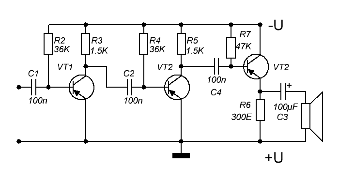 Схема на трех транзисторах