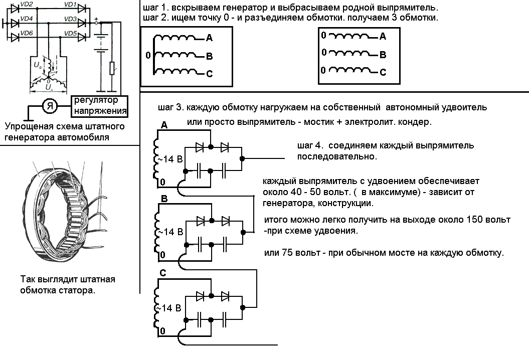 Электрическая схема однофазного генератора