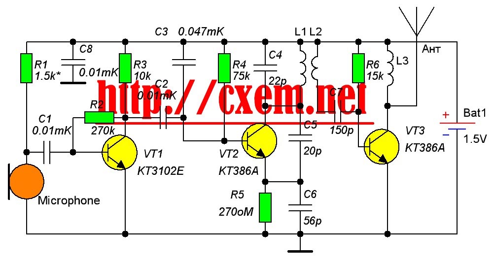 Радиомикрофон схема простая
