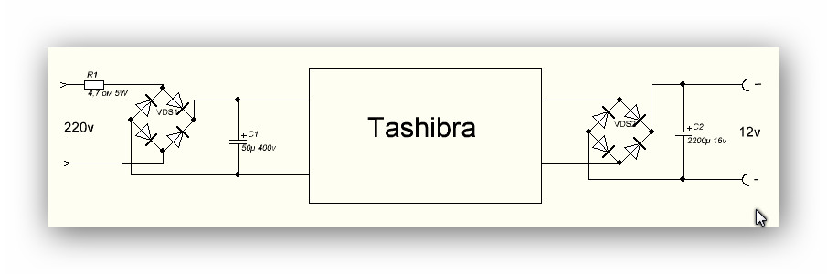 Блок питания из электронного трансформатора схема