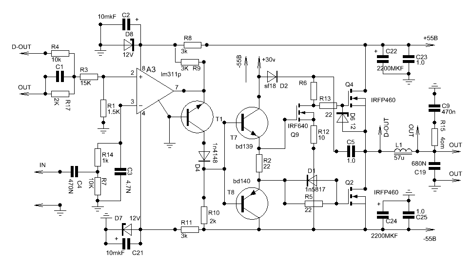 Усилитель класса д схема