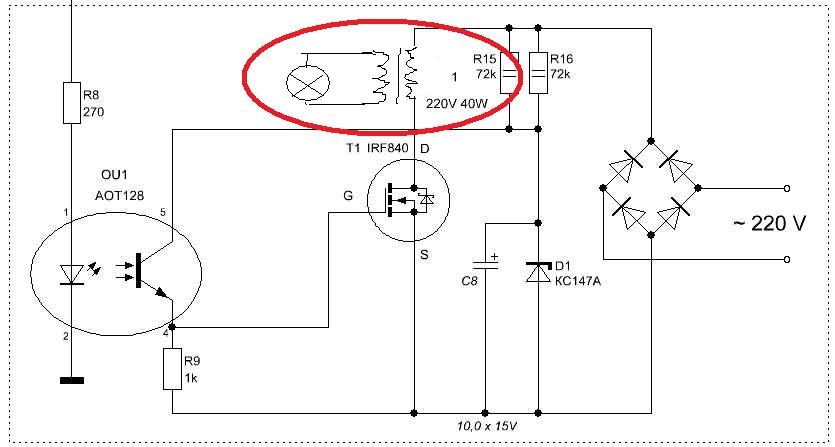 Irf840 схема включения