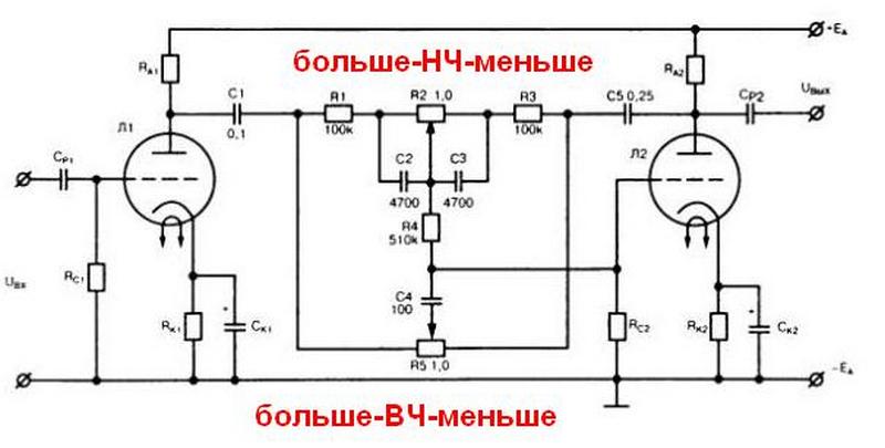 Регулятор тембра для лампового усилителя схема