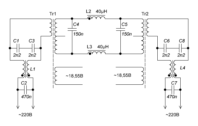 Сетевой фильтр схема 220в для питания радиоаппаратуры