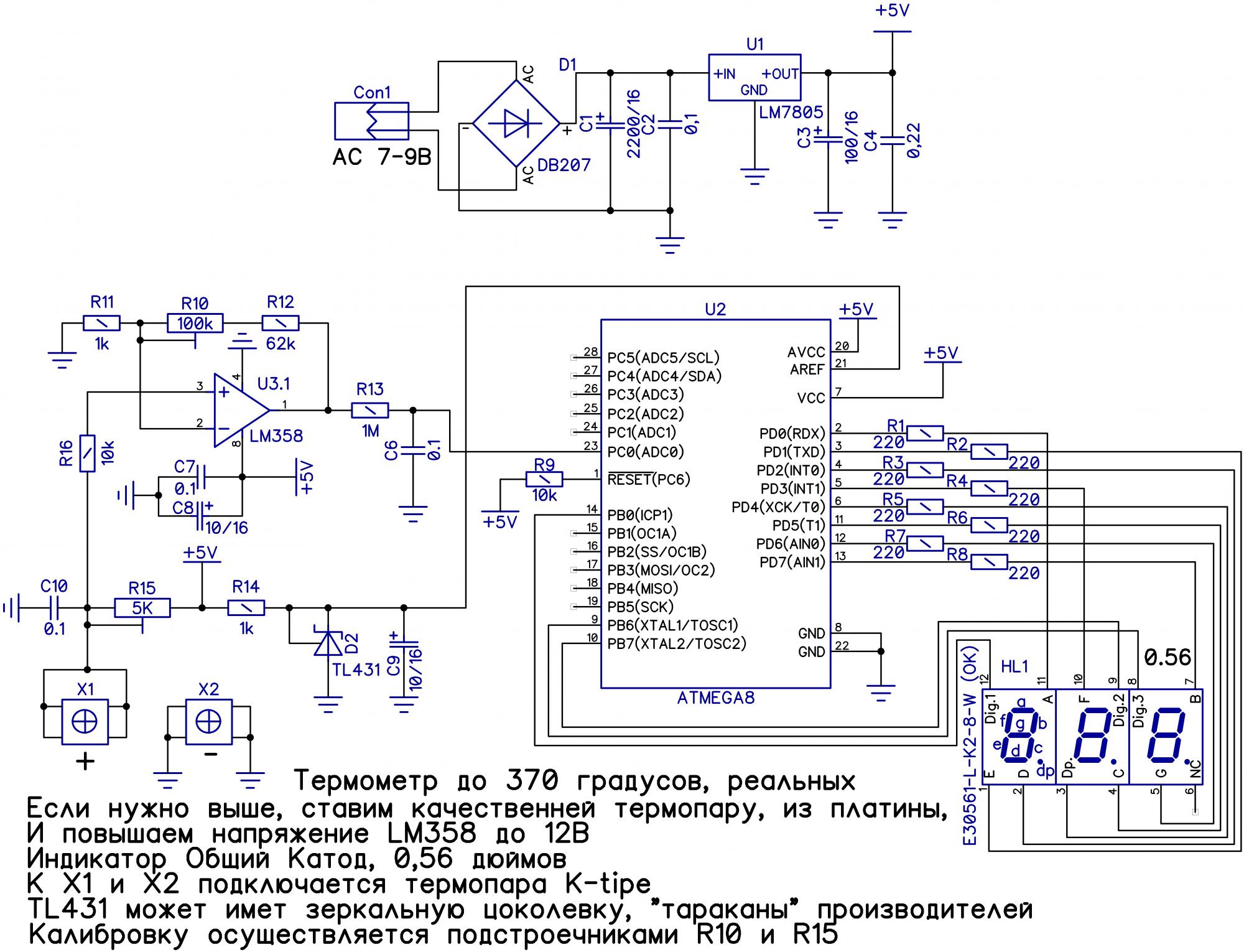 Функциональная схема цифрового термометра