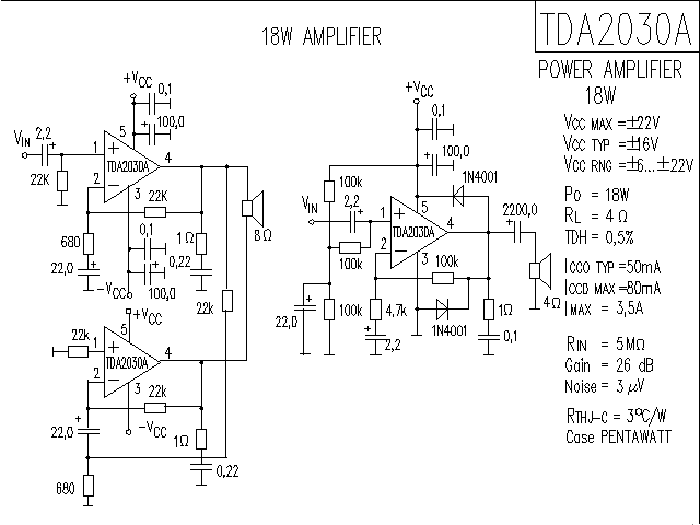 Схема подключения tda2030