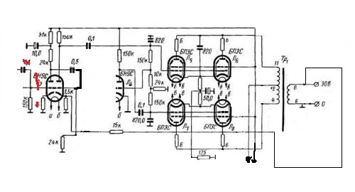 Электрон 20 схема усилителя