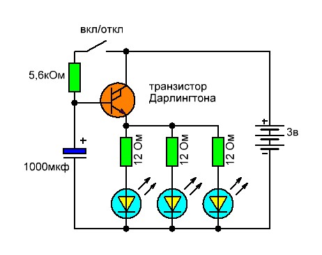 Плавное переключение светодиодов схема