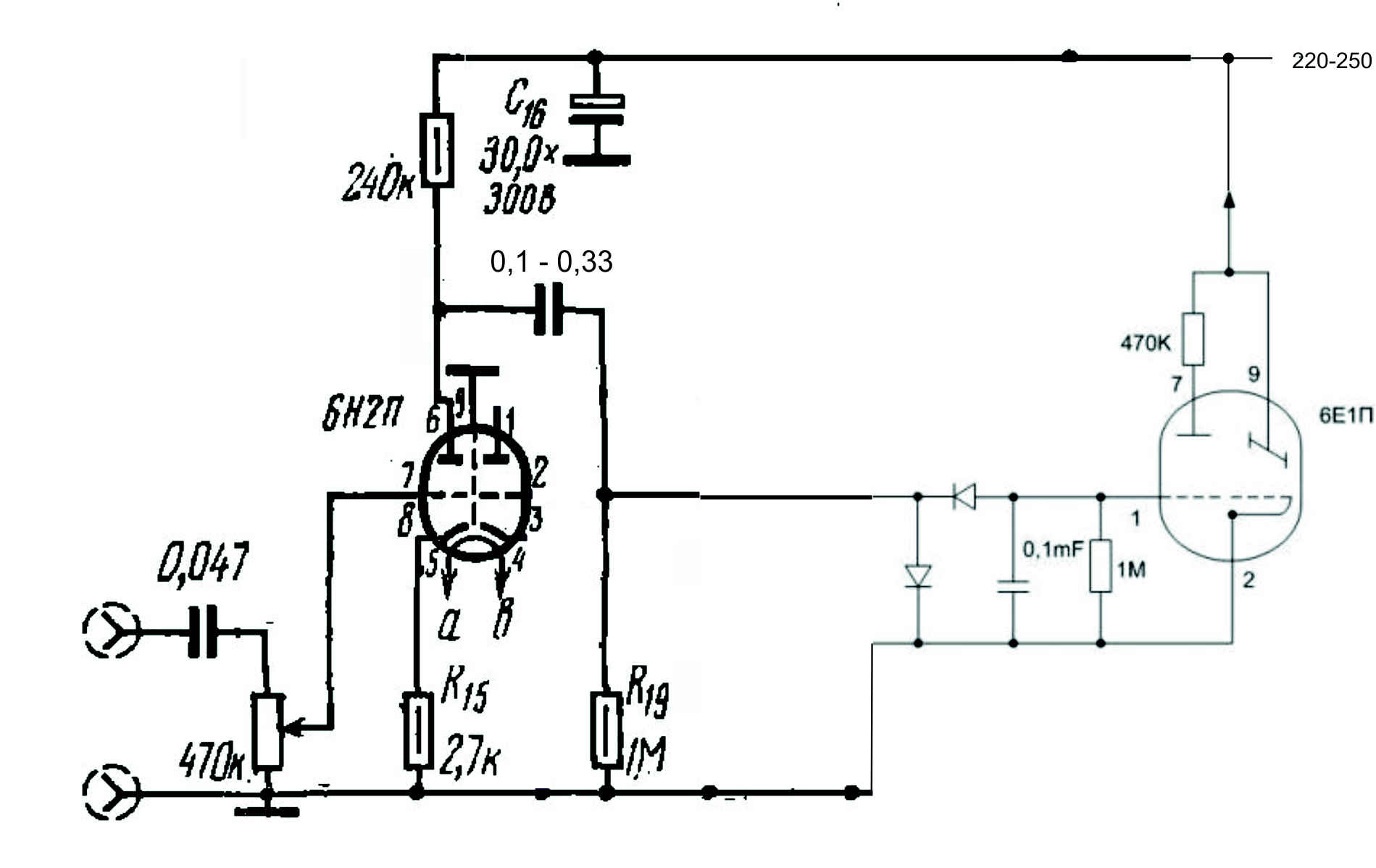 6е1п схема включения в усилителе