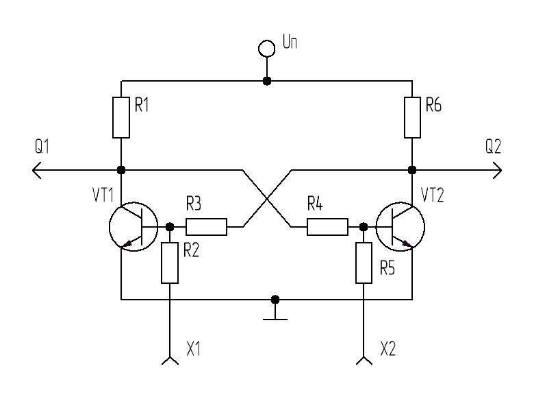 Схема статического триггера на транзисторах