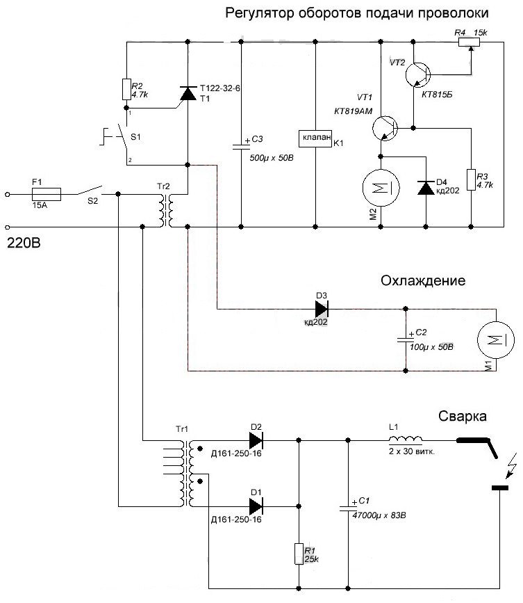 Схема подключения полуавтомата для сварки