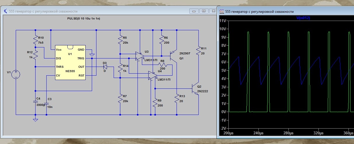 Генерация шим. Генератор импульсов на ne555 с регулировкой частоты.