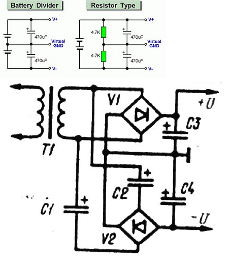 Схема выпрямителя двуполярного