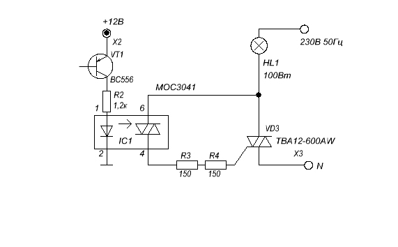 Moc3041 схема включения