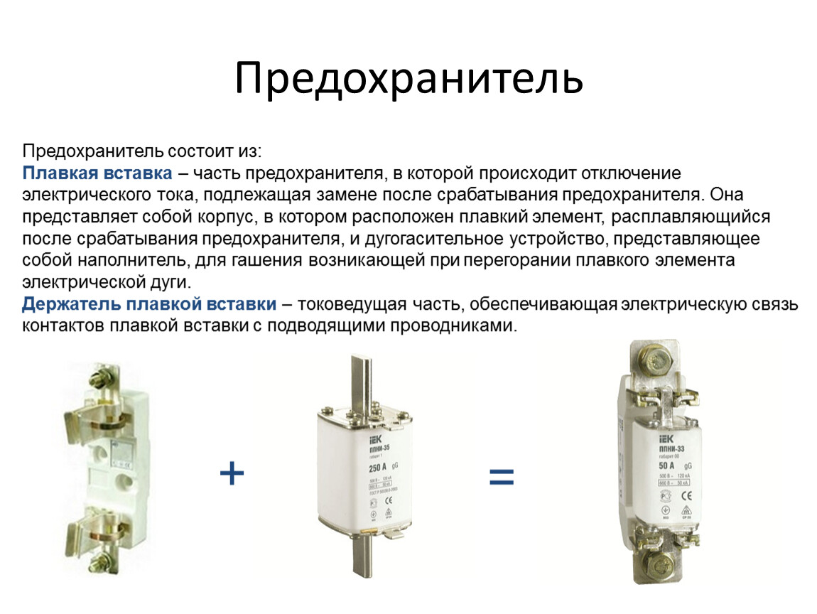 Типы предохранителей в электроустановках