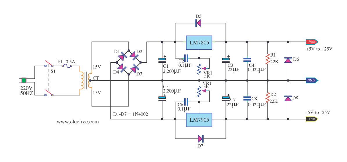 Lm7905 схема включения