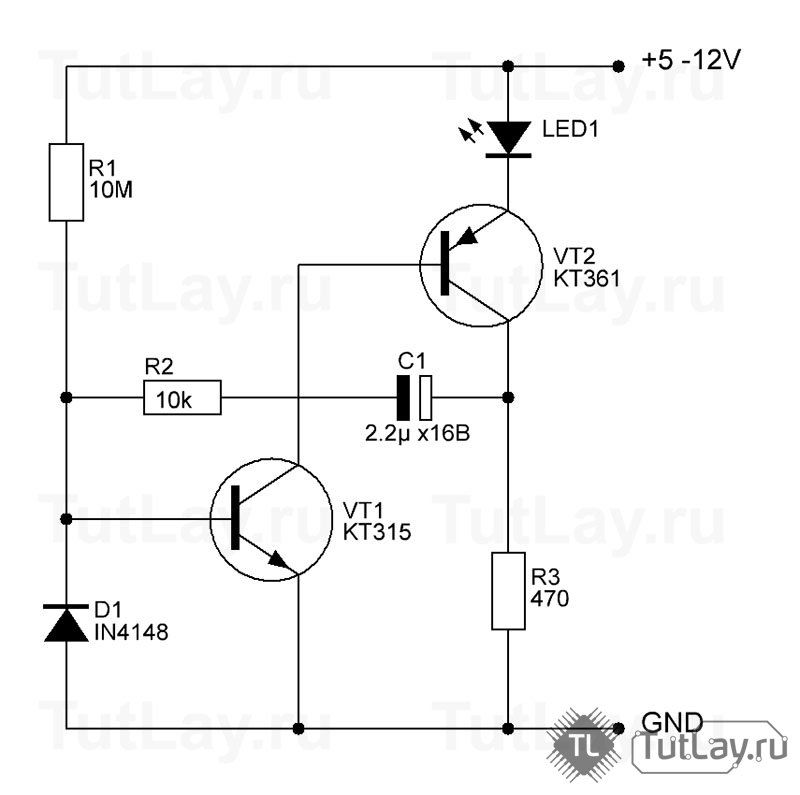 Схема мигалки на одном транзисторе