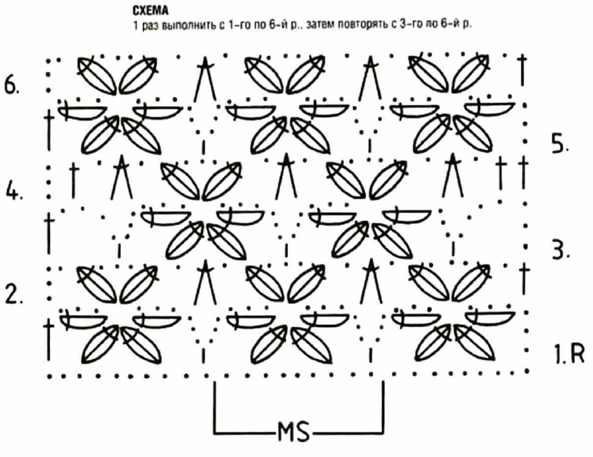 Ажурные узоры крючком для шарфа схемы