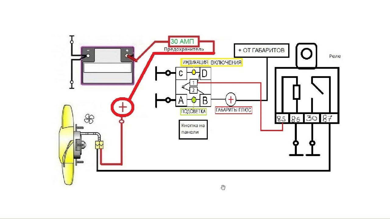 Схема проводки включения вентилятора ваз 2114