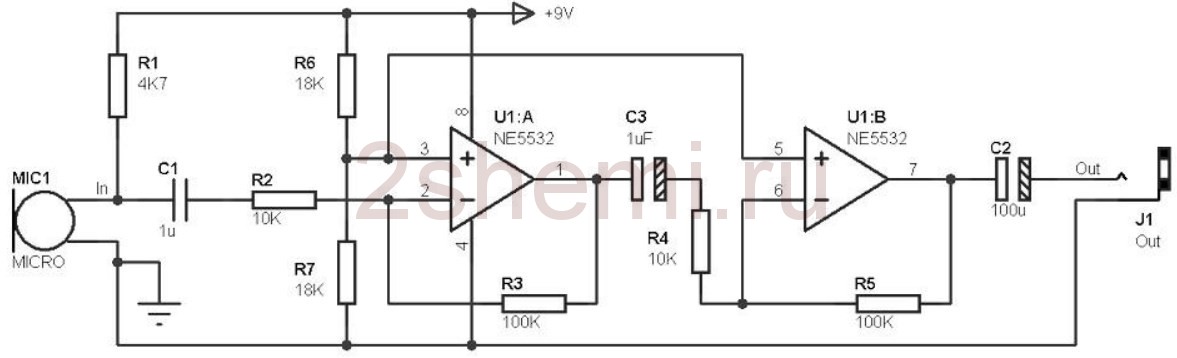 Lm358 предварительный усилитель схема