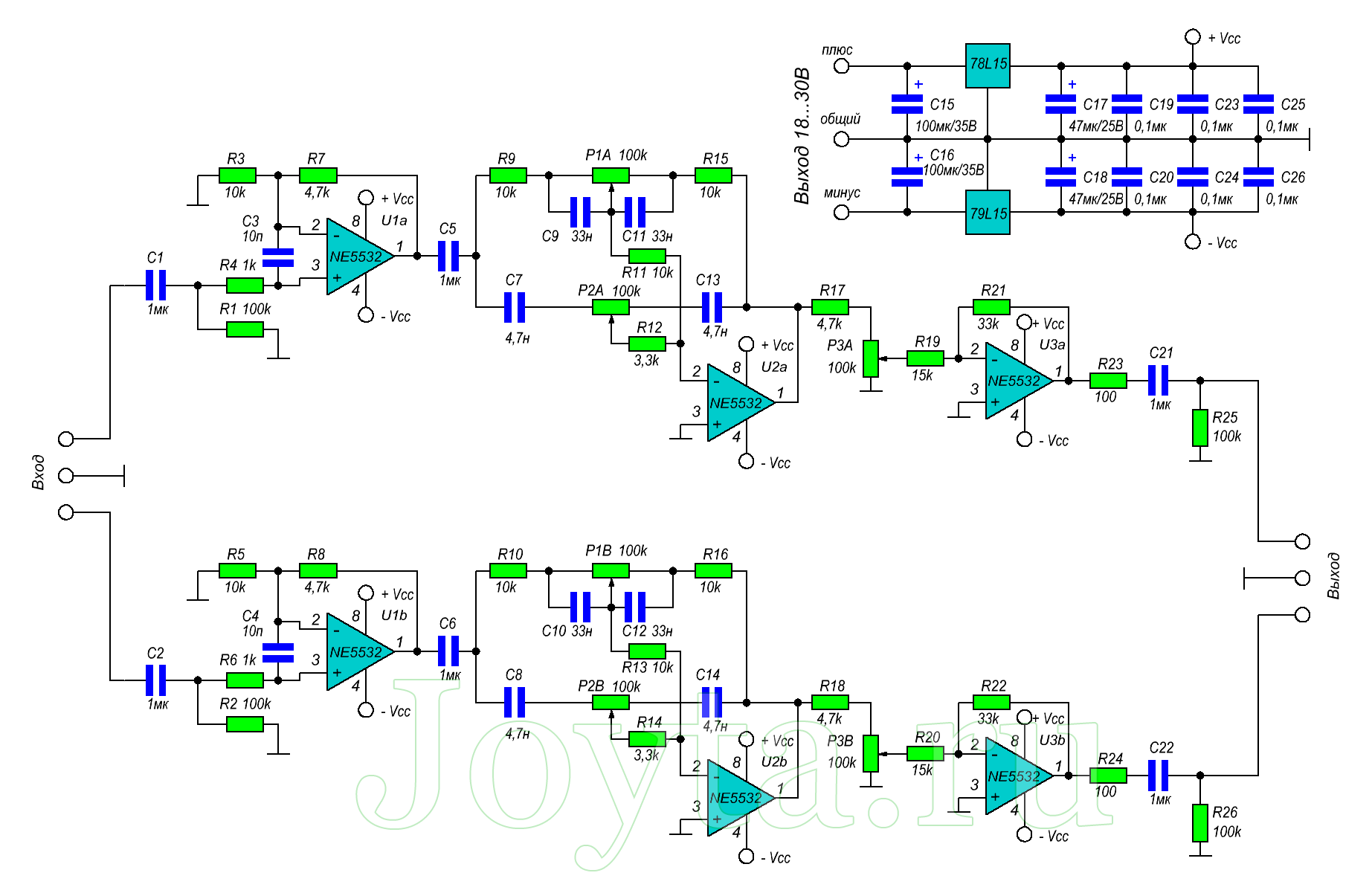 Предварительный усилитель на ne5532 схема с темброблоком