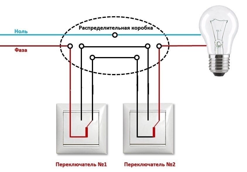 Схема подключения двухклавишного выключателя с розеткой ванна туалет