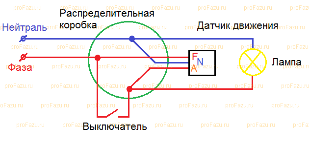 Датчика движения схема подсоединения