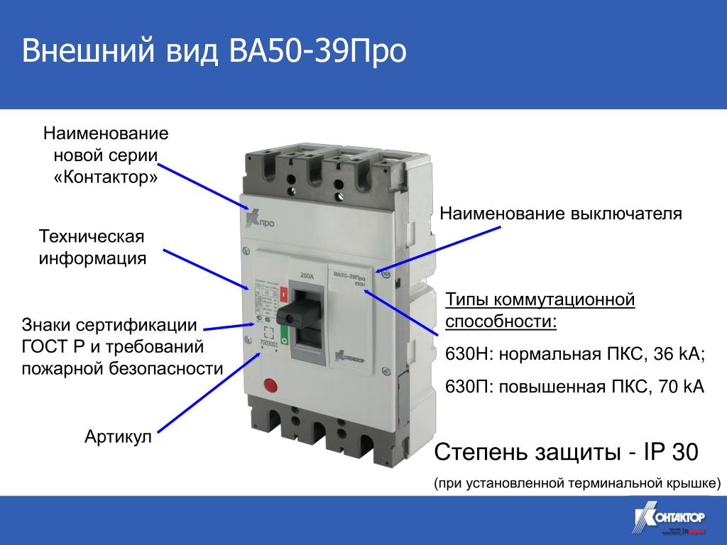 Класс токоограничения автоматического выключателя