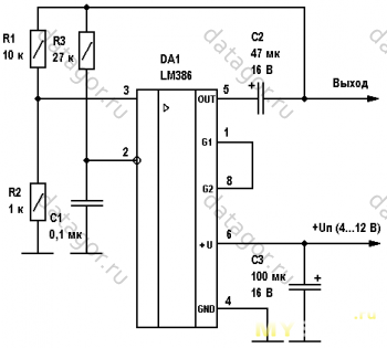 Lm386 схема подключения