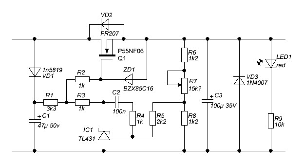 Схема защиты от перенапряжения на tl431
