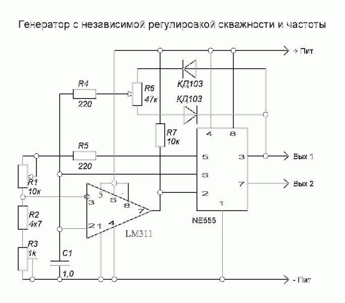 Генератор импульсов на ne555 схема с регулировкой частоты