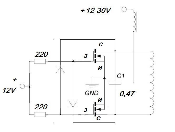 Схема индукционной катушки