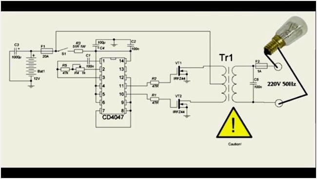 Изготовление простого преобразователя 12-220В, 50Гц