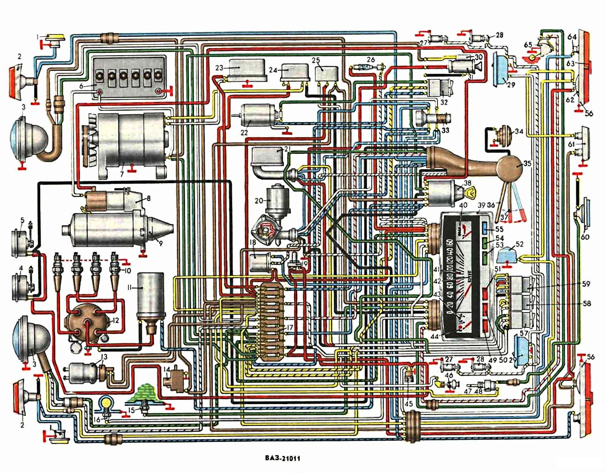 Схема электропроводки ваз 21011