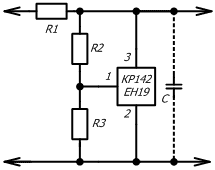 схема регулирования напряжения стабилизации КР142ЕН19
