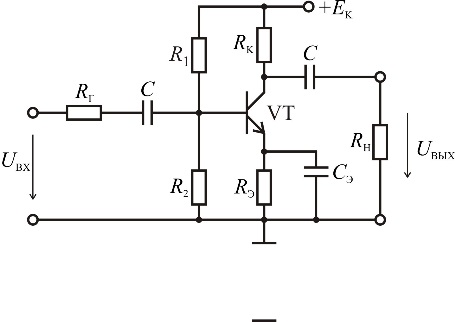 На рисунке изображена характеристика усилителя напряжения с резистивно емкостной связью