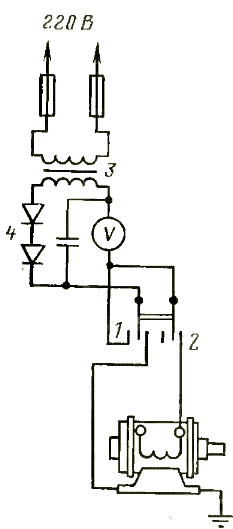 Измерение сопротивления изоляции вольтметром при питании от сети переменного тока