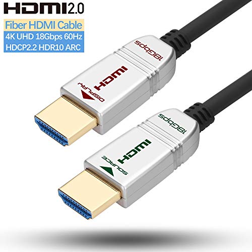 HDMI Fiber Cable 6ft 4K 60Hz, FeizLink HDMI Cable Fiber Optic High Speed 18Gbps UHD HDR ARC HDCP2.2 3D Dolby Vision Slim Flexible HDMI Optical Cable for HDTV/TVbox/Gaming Box/Projector